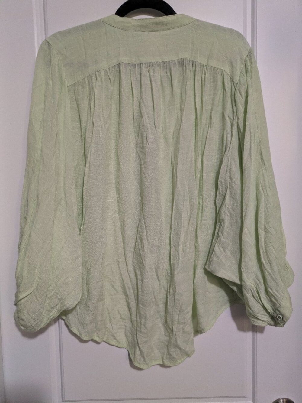 Maeve (Anthropologie) Pastel Green Long Sleeved Sheer Cozy Relaxed Blouse (XL) - Picture 5 of 6